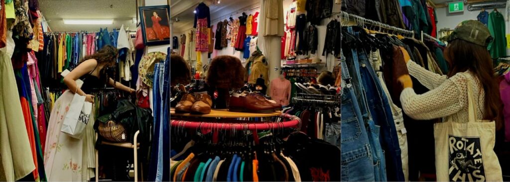 Sustainable student style in Shillong with thrifted vintage jacket and Y2K accessories.